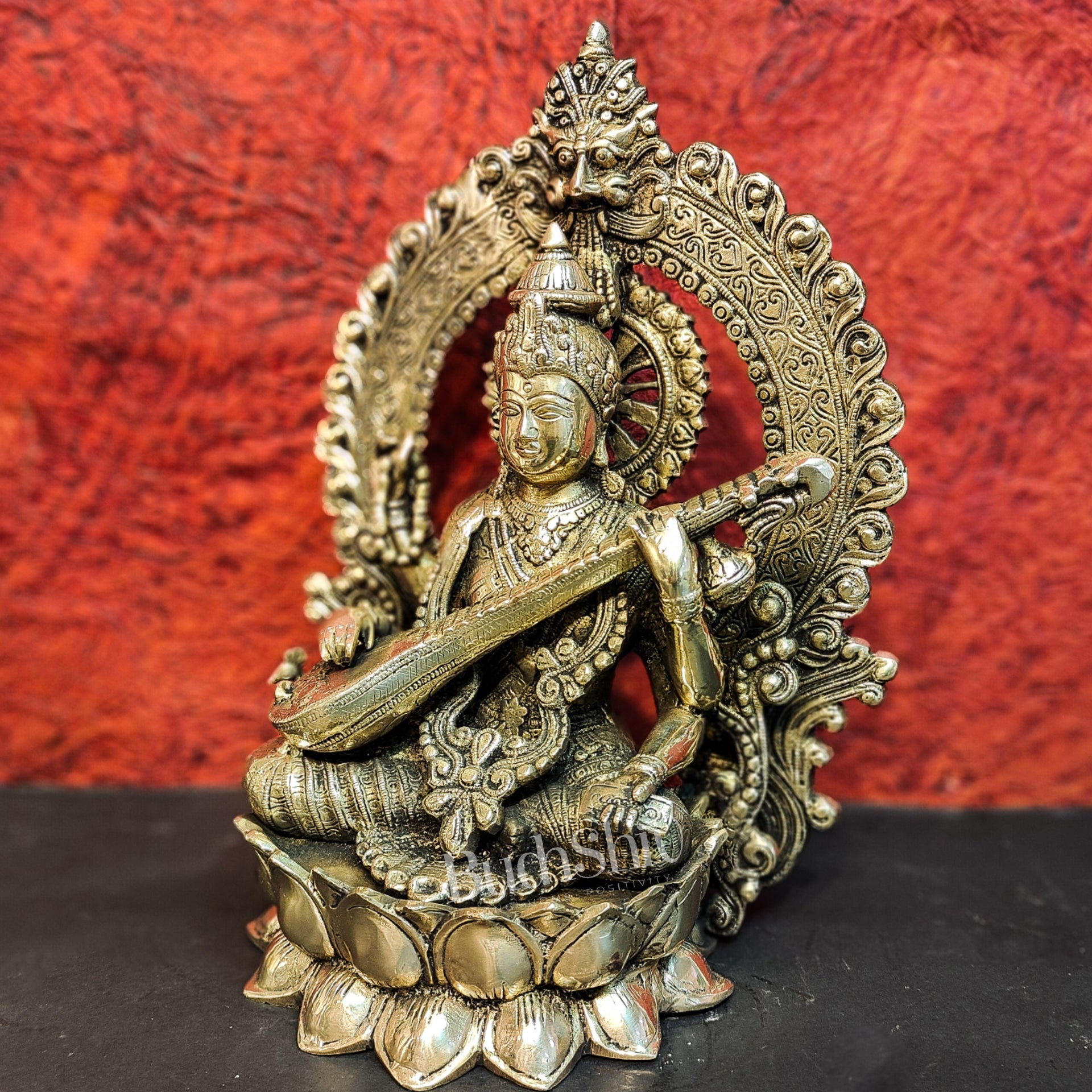 Brass Saraswati Statue 15" - Budhshiv.com