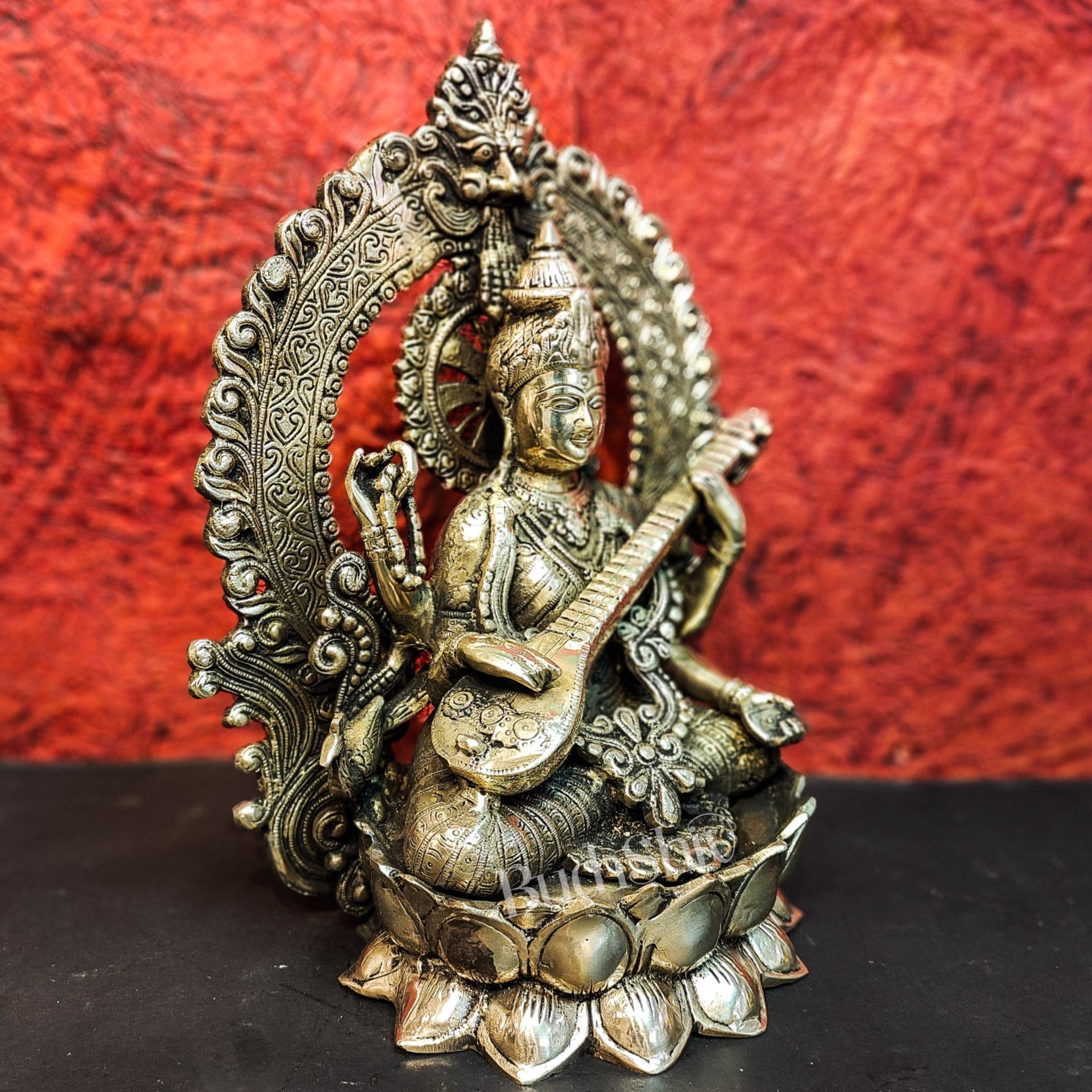 Brass Saraswati Statue 15" - Budhshiv.com