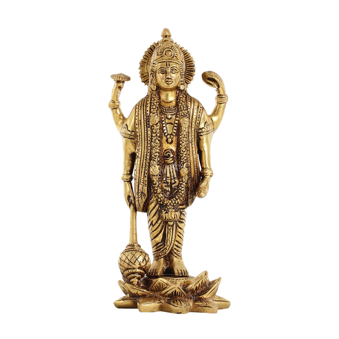 Brass Satyanarayan lord Vishnu 8 inch idol - Budhshiv.com