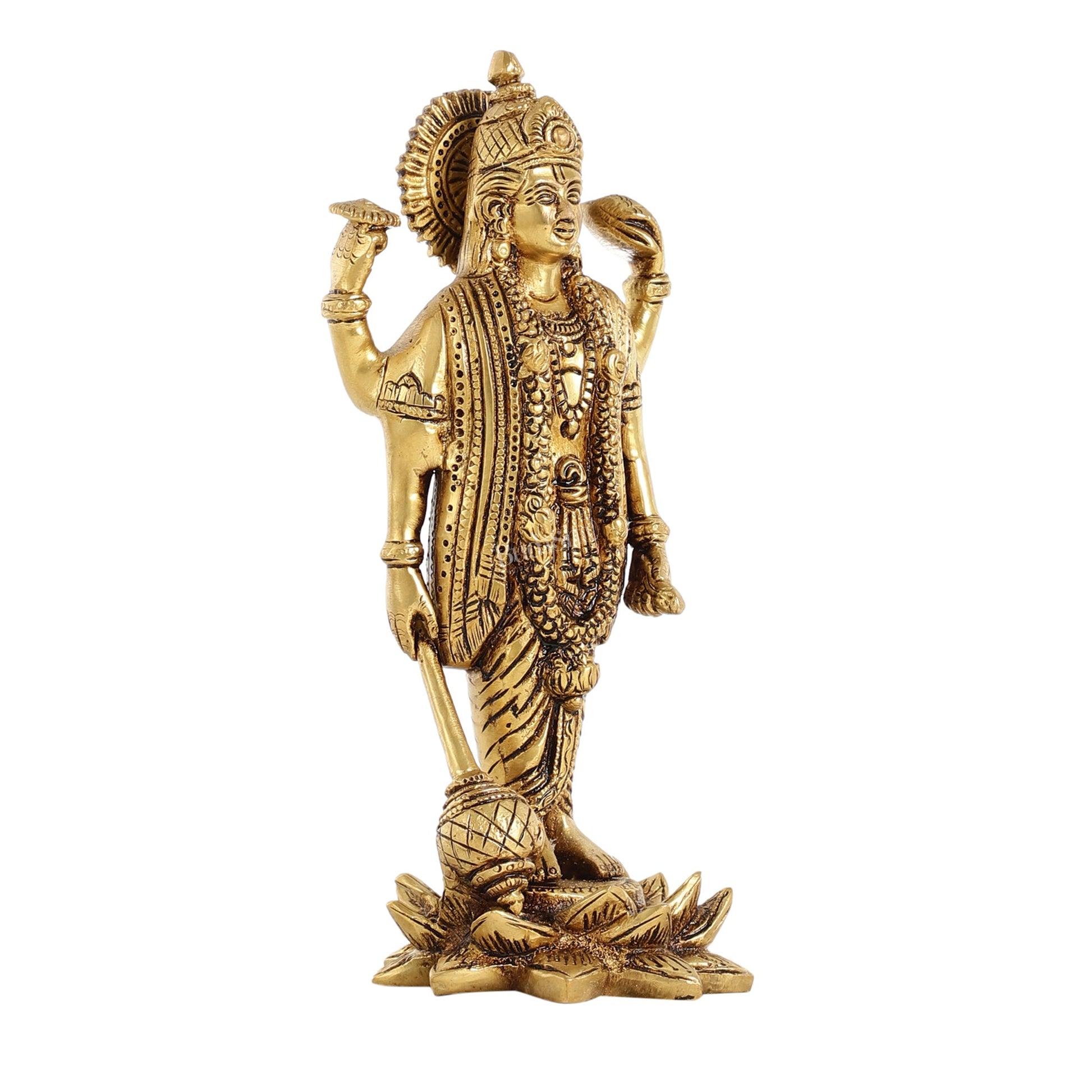 Brass Satyanarayan lord Vishnu 8 inch idol - Budhshiv.com