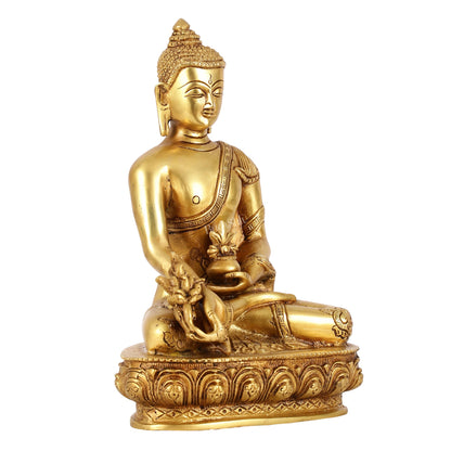 Brass Shakyamuni Bhoomisparsha Buddha Idol - 9.5 Inch - Budhshiv.com