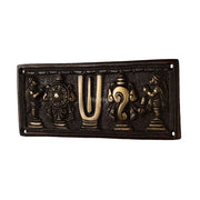Brass Shankh Chakra Namah Wall Hanging Plates | 8x3 inch - Budhshiv.com