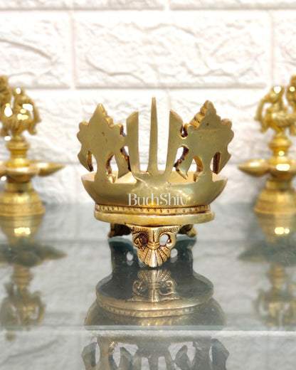 Brass Shankh Chakra namaha Diya 5" - Budhshiv.com