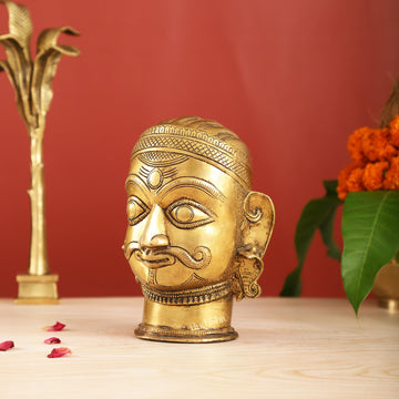Brass Shiva head mahakaal statue mukhalingam - Budhshiv.com