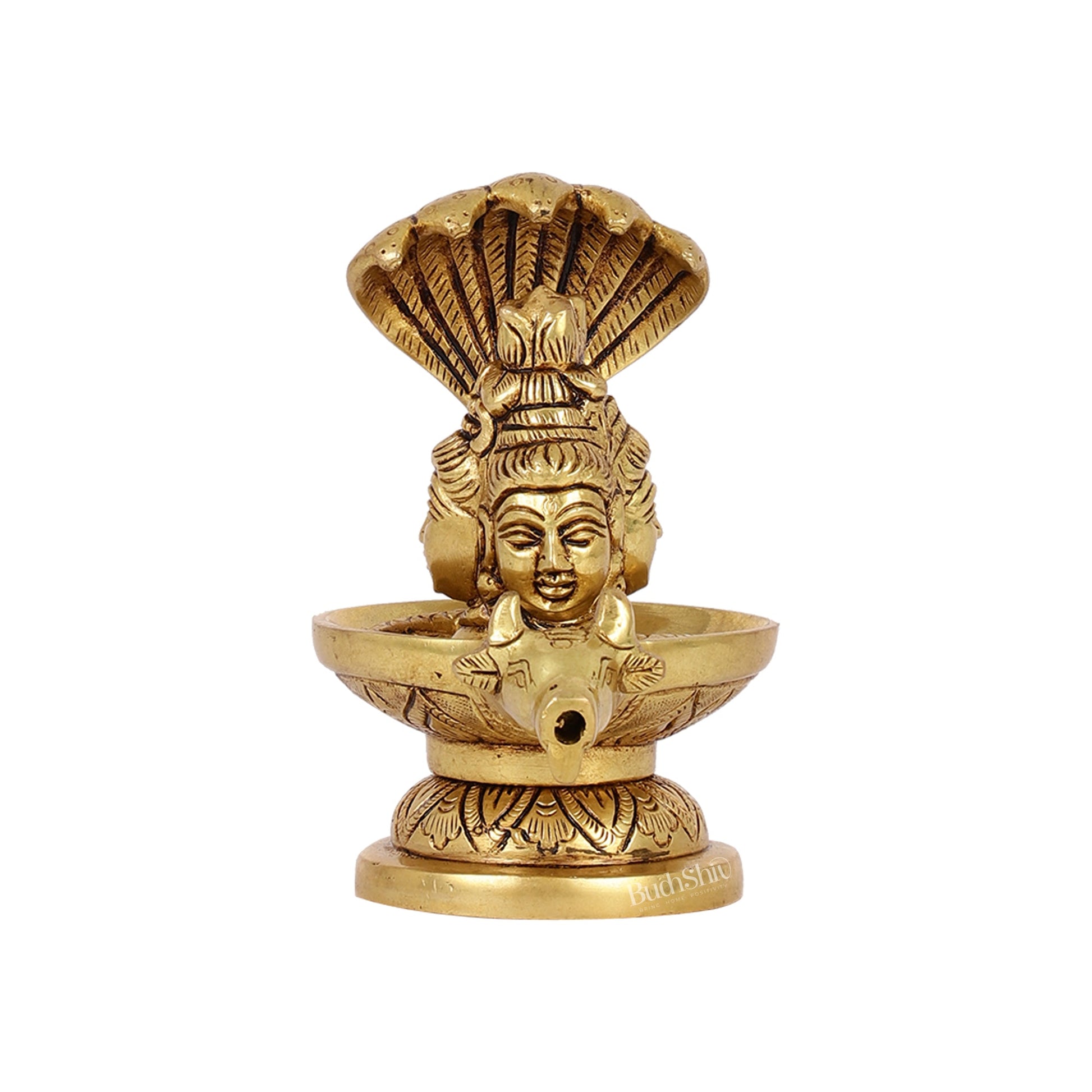 Brass Shiva Lingam with Shiva Face | 5.5" Height | Spiritual Fusion - Budhshiv.com