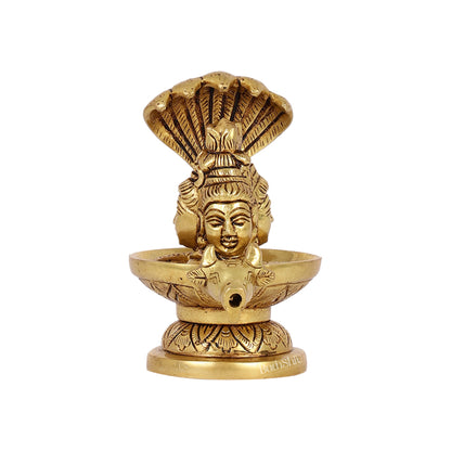 Brass Shiva Lingam with Shiva Face | 5.5" Height | Spiritual Fusion - Budhshiv.com