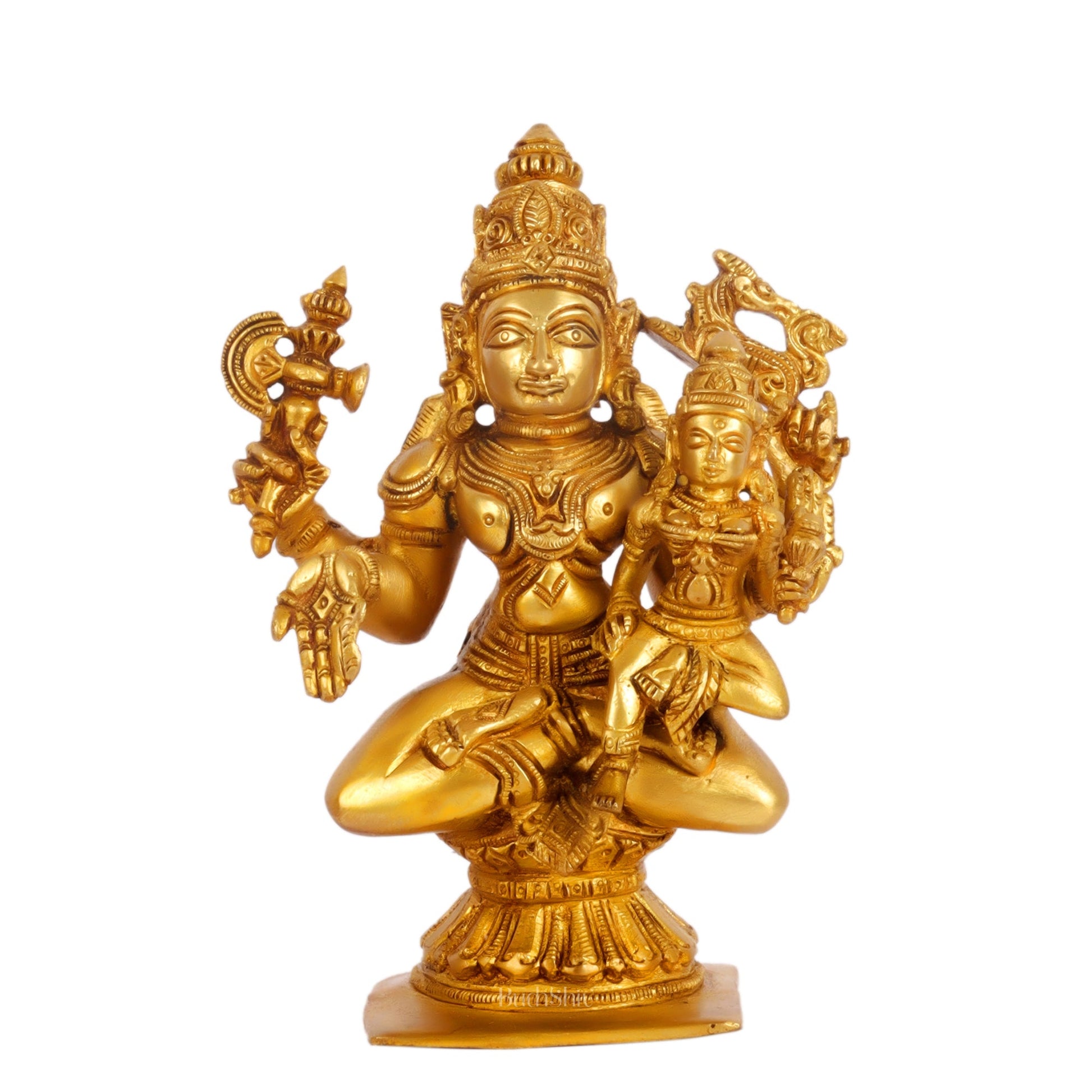 Brass Shiva Pashupatinath and Parvati on lap 7" - Budhshiv.com