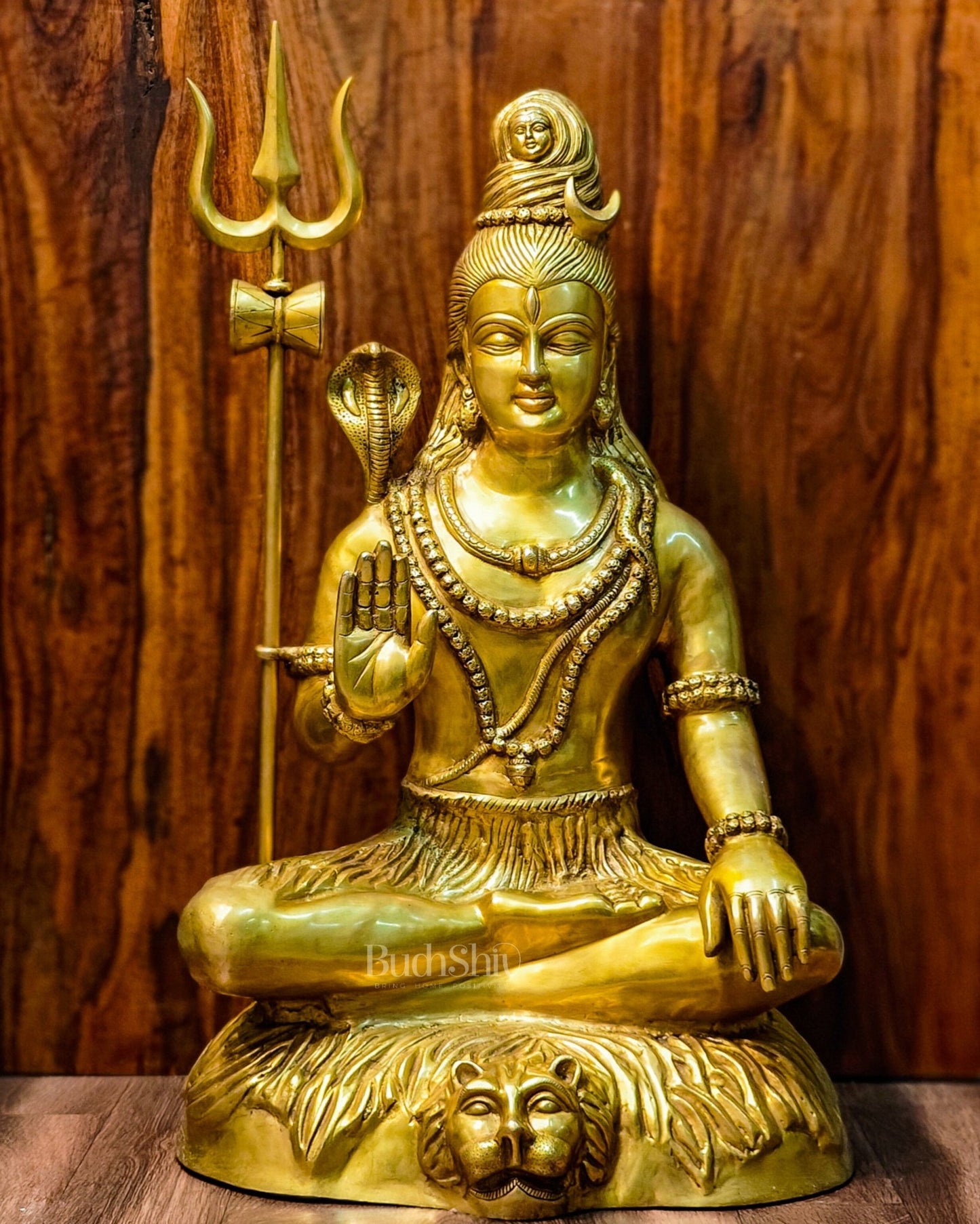 Brass Shiva statue 3 feet 35 inches Golden - Budhshiv.com