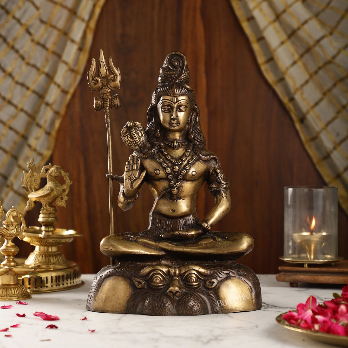 Brass Shiva Statue Duel tone 13" - Budhshiv.com