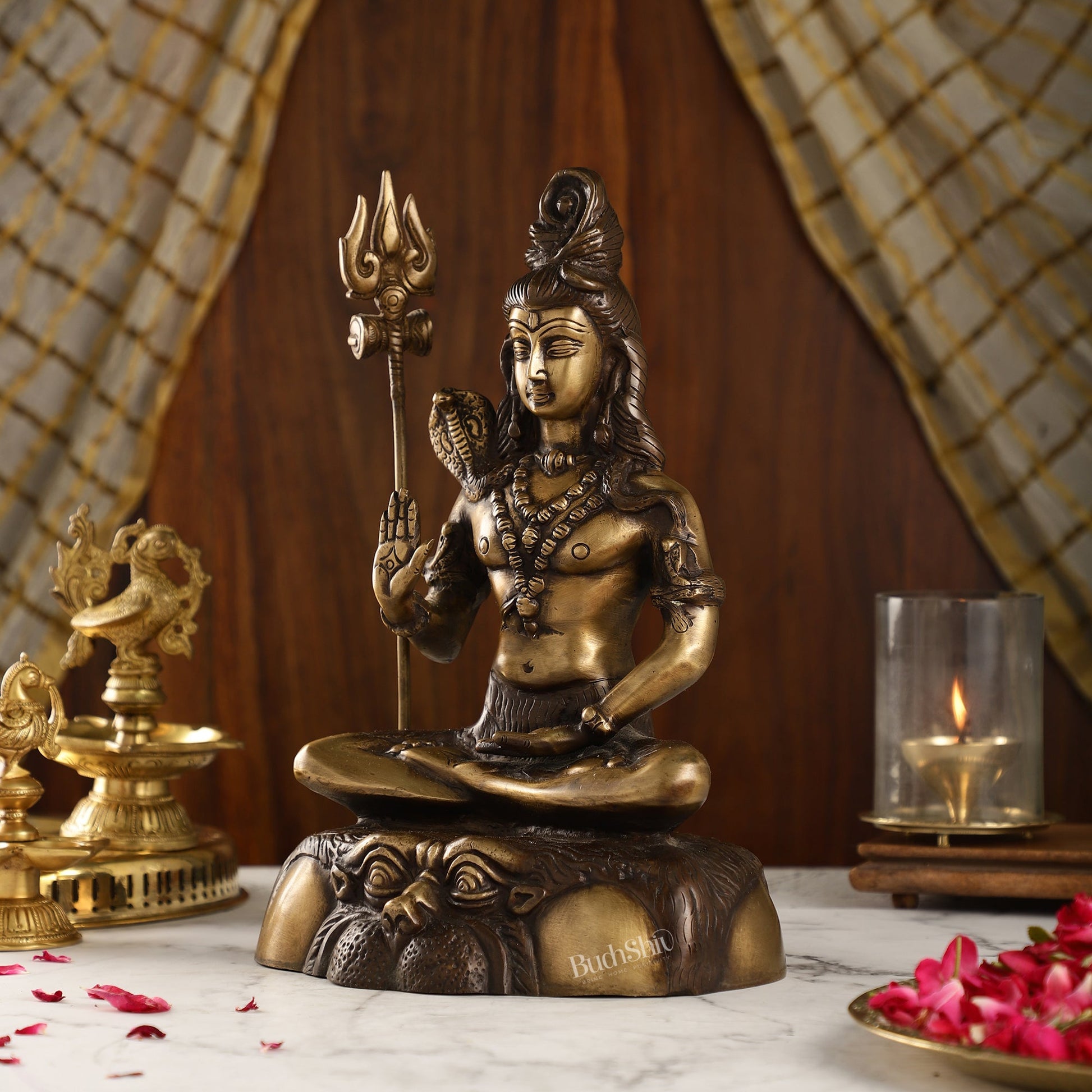 Brass Shiva Statue Duel tone 13" - Budhshiv.com