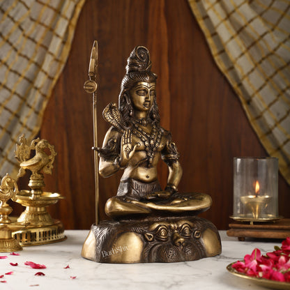 Brass Shiva Statue Duel tone 13" - Budhshiv.com