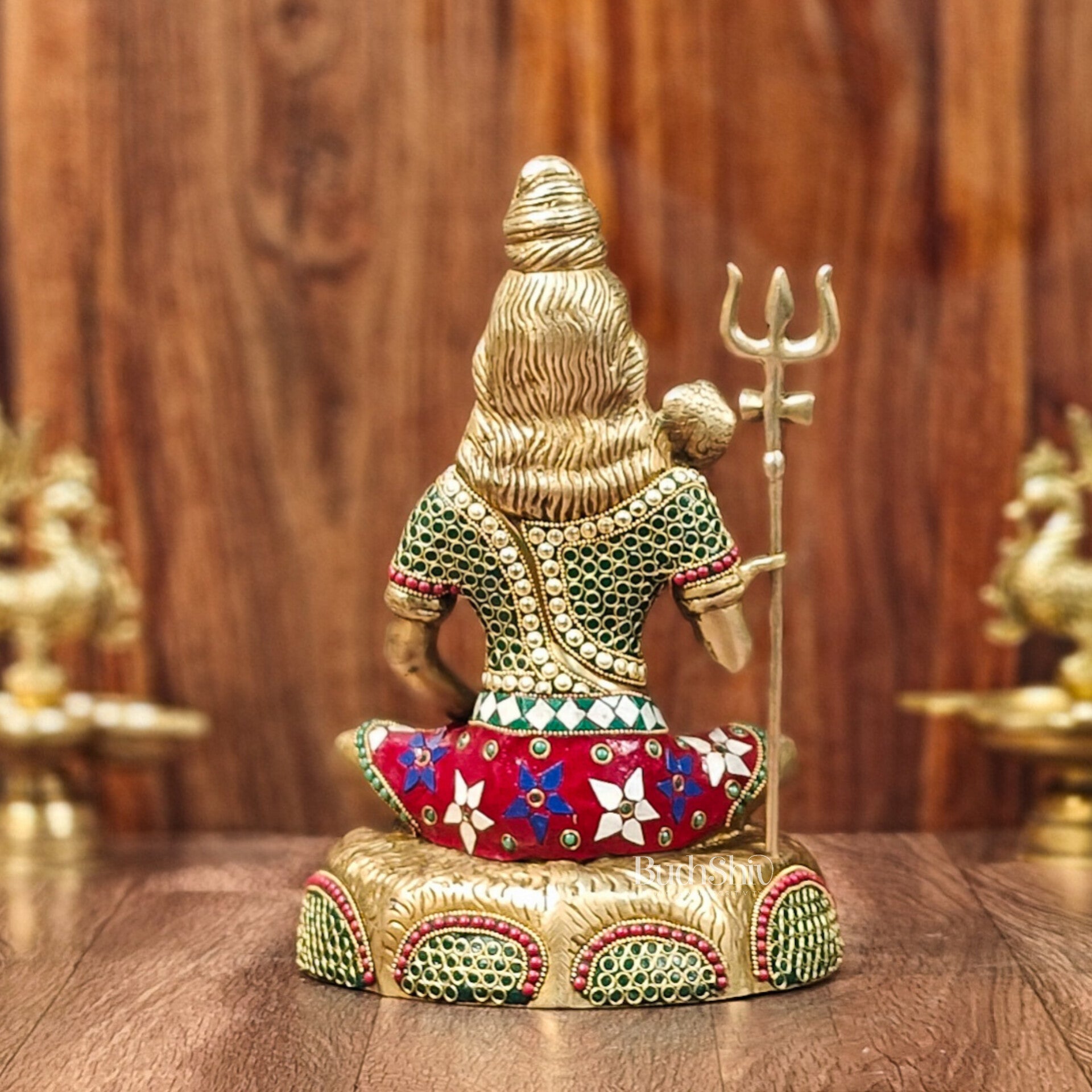 Brass Shiva Statue with stonework 13" - Budhshiv.com