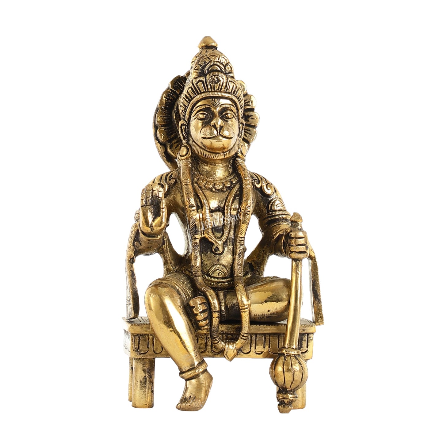 Brass Sitting Lord Hanuman Statue - 6 Inch - Budhshiv.com