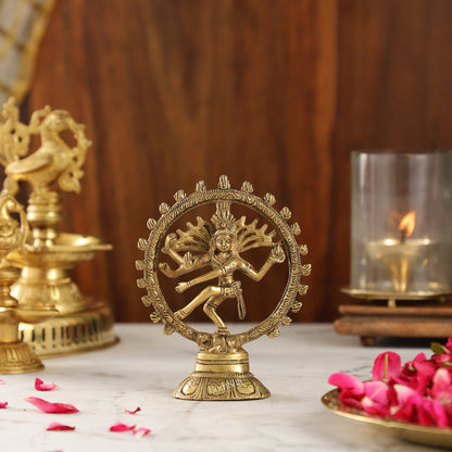 Brass Small Nataraja Statue 5 " antique - Budhshiv.com