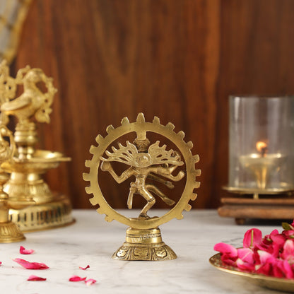 Brass Small Nataraja Statue 5 " antique - Budhshiv.com