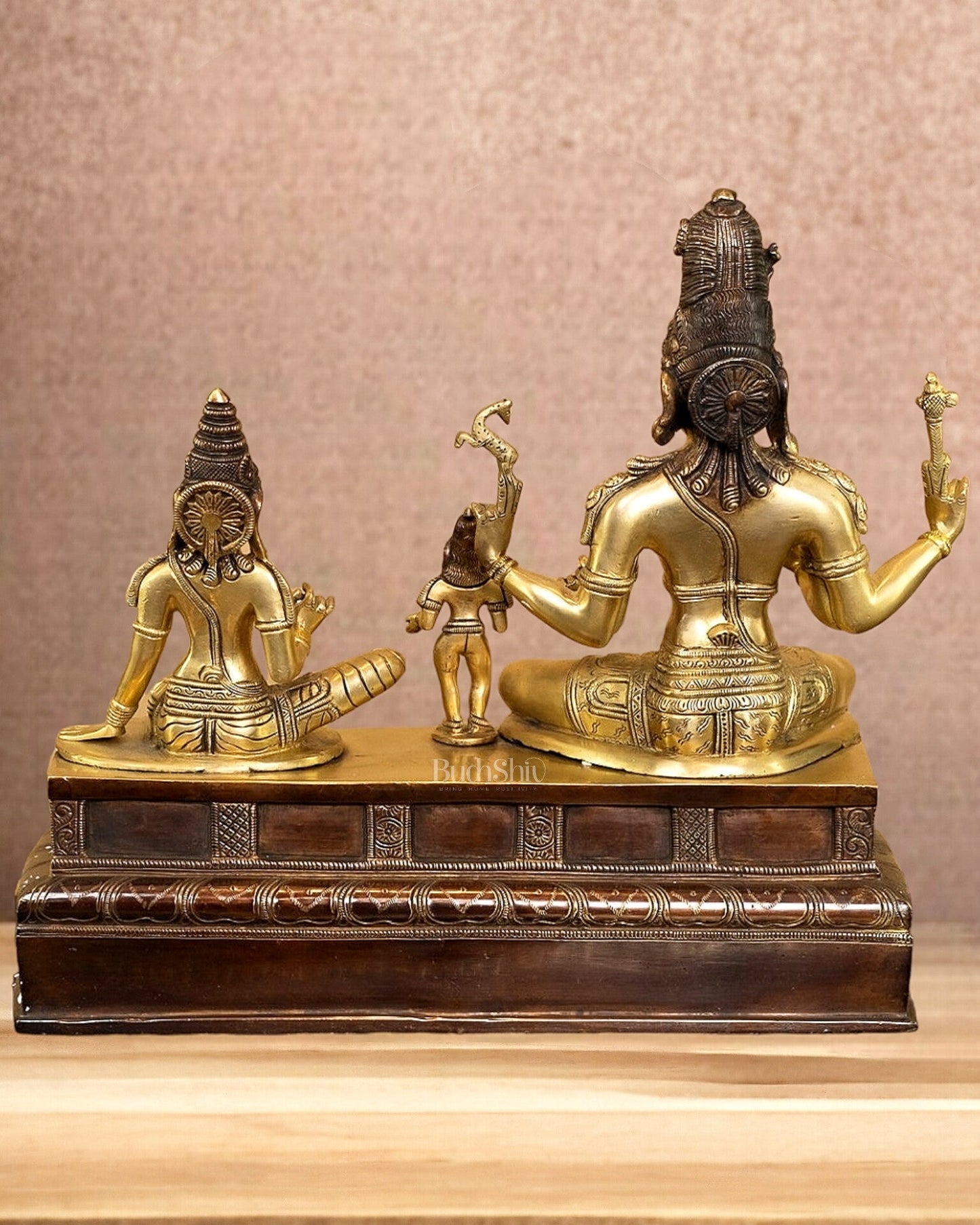 Brass Somaskanda Statue - Lord Shiva, Parvati, Murugan 15 inch - Budhshiv.com