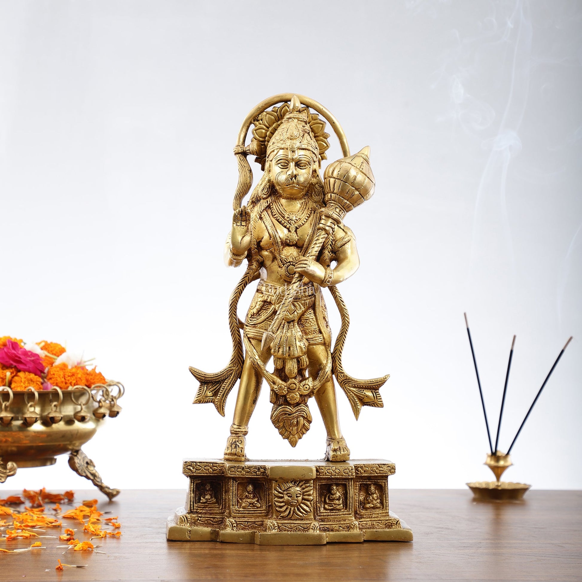 Brass Standing Hanuman Statue | 15.5" Tall | Divine Masterpiece - Budhshiv.com