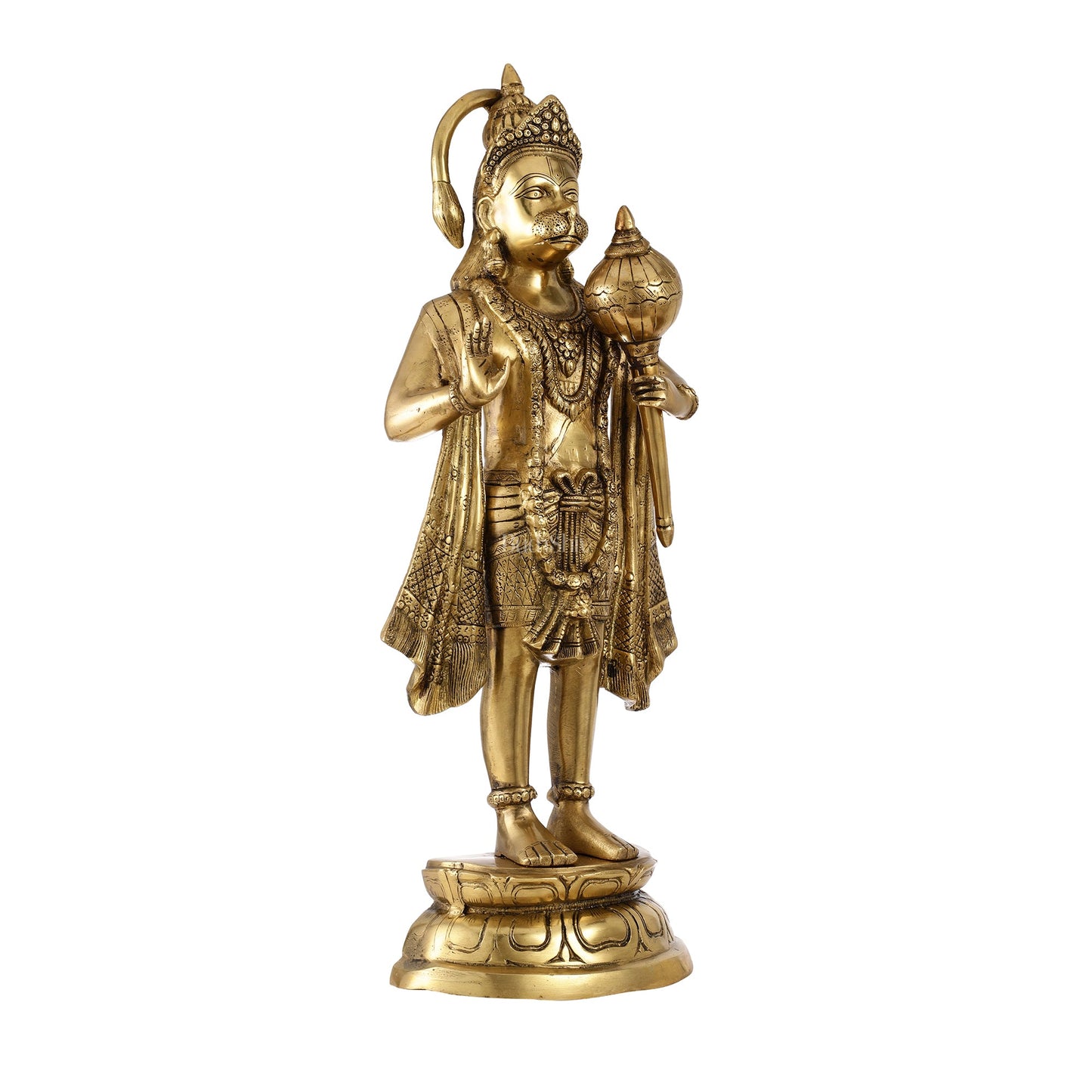 Brass Standing Hanuman Statue 27 inch - Budhshiv.com