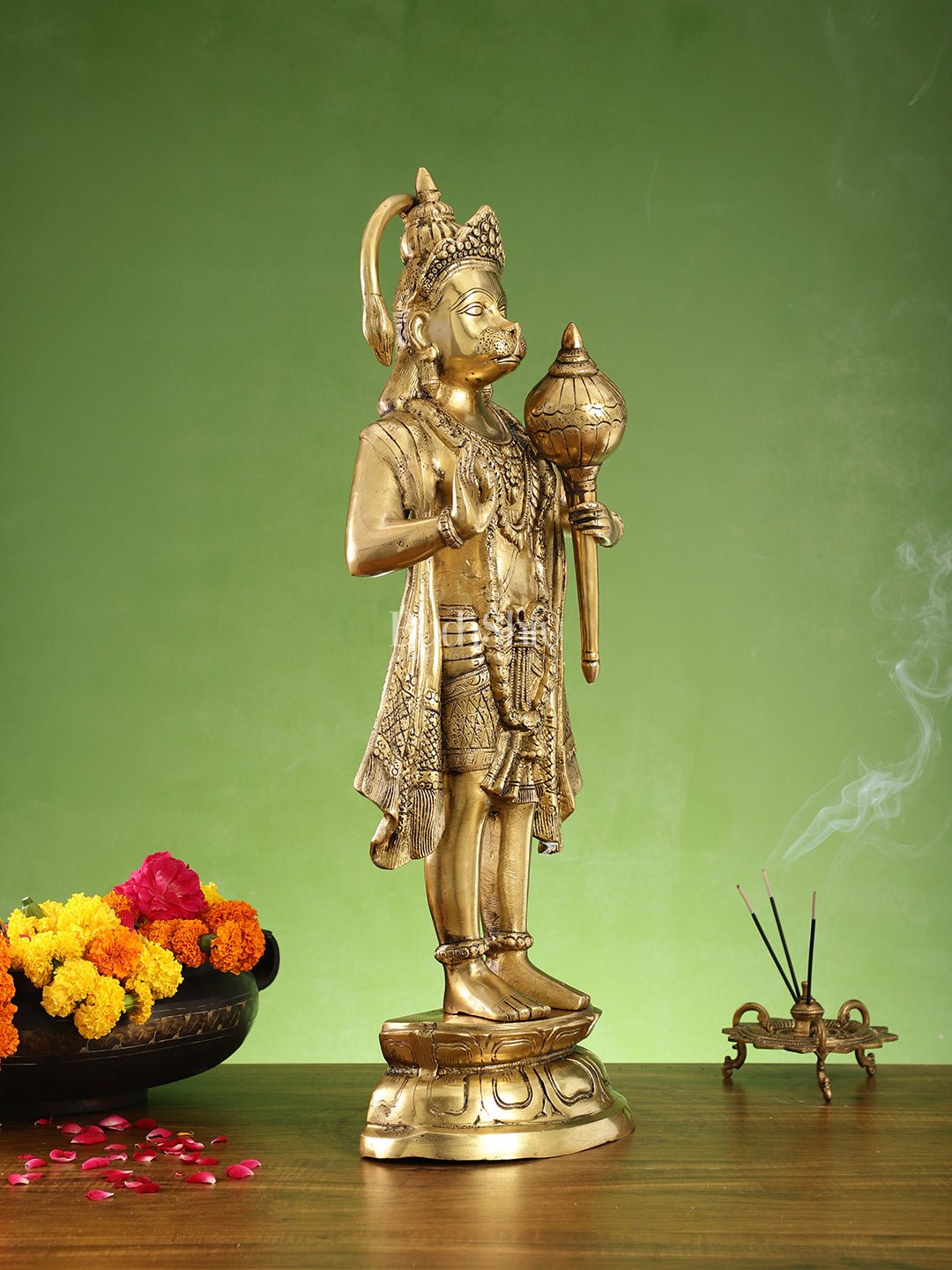 Brass Standing Hanuman Statue 27 inch - Budhshiv.com