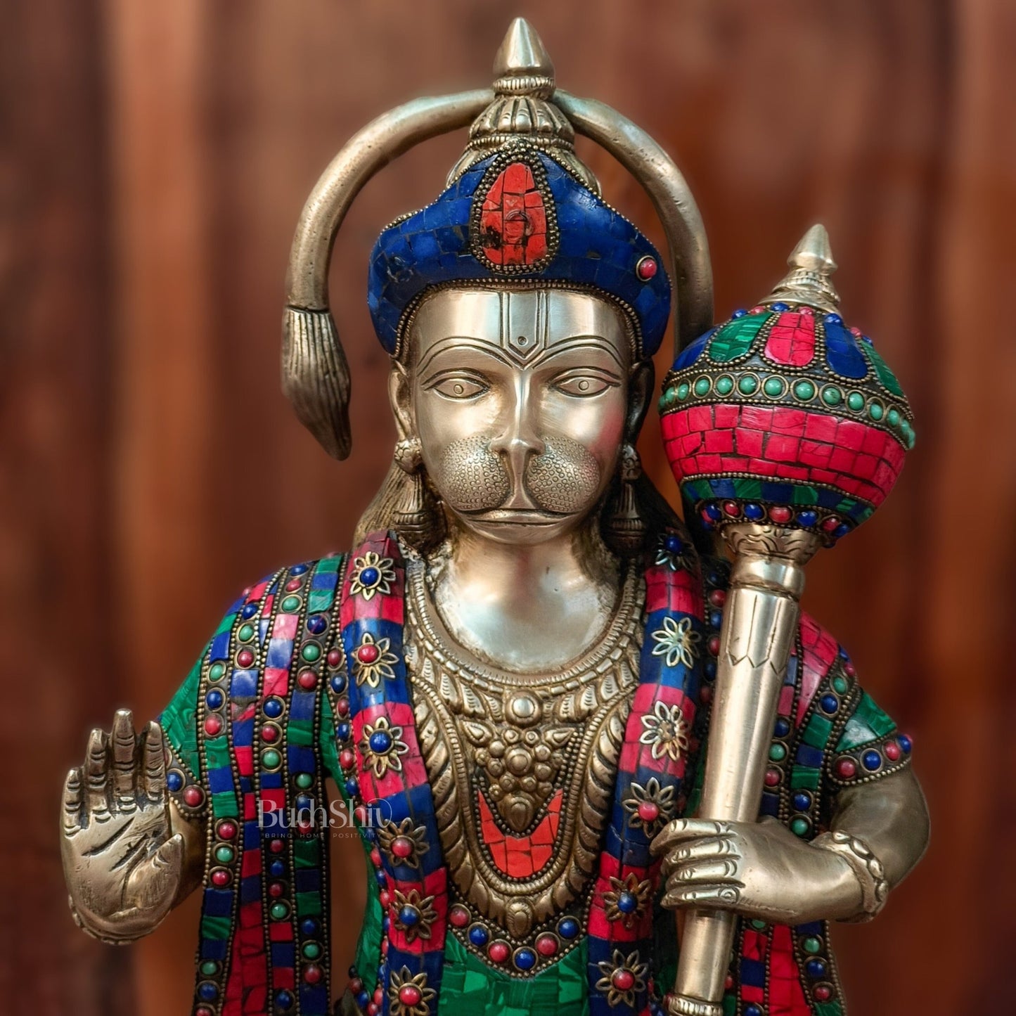 Brass Standing Hanuman Statue 27" - Budhshiv.com