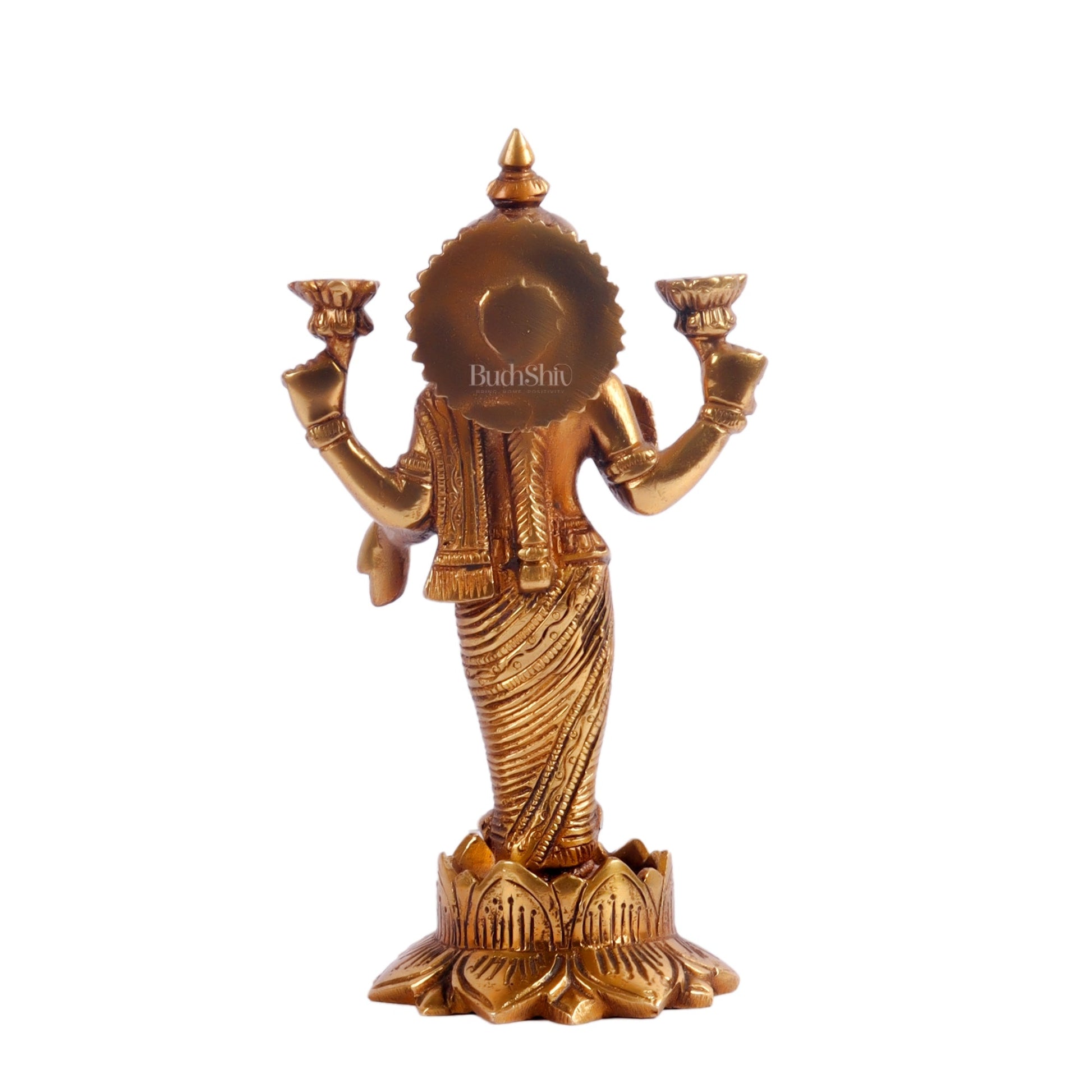 Brass Standing Lakshmi 7" - Budhshiv.com