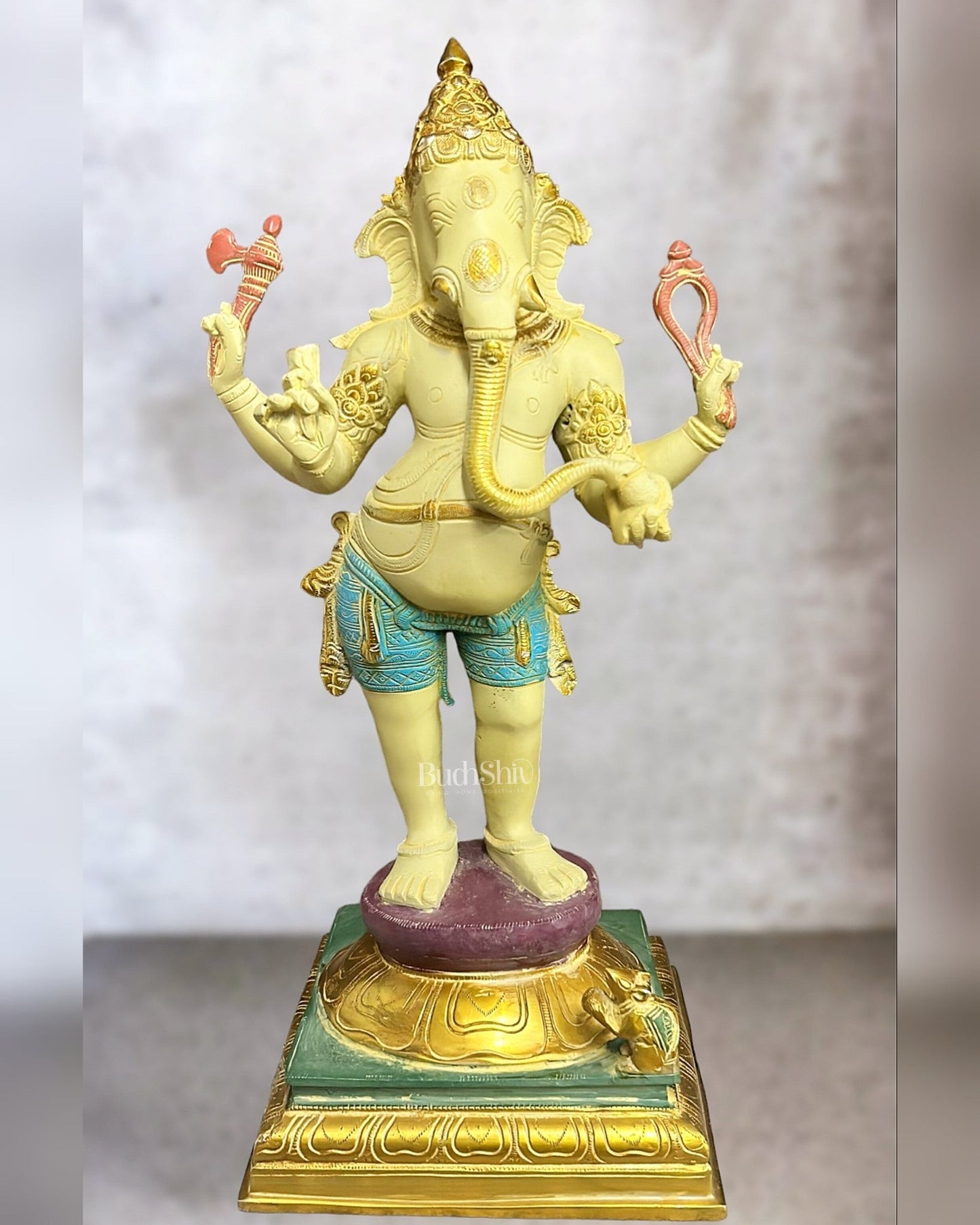 Brass Standing Lord Ganesha Statue - 20 " - Budhshiv.com