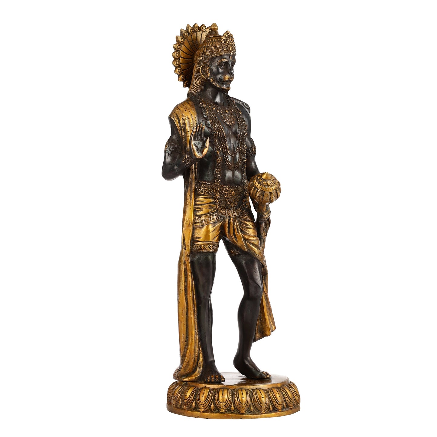 Brass Standing Lord Hanuman Statue 22.5" - Budhshiv.com