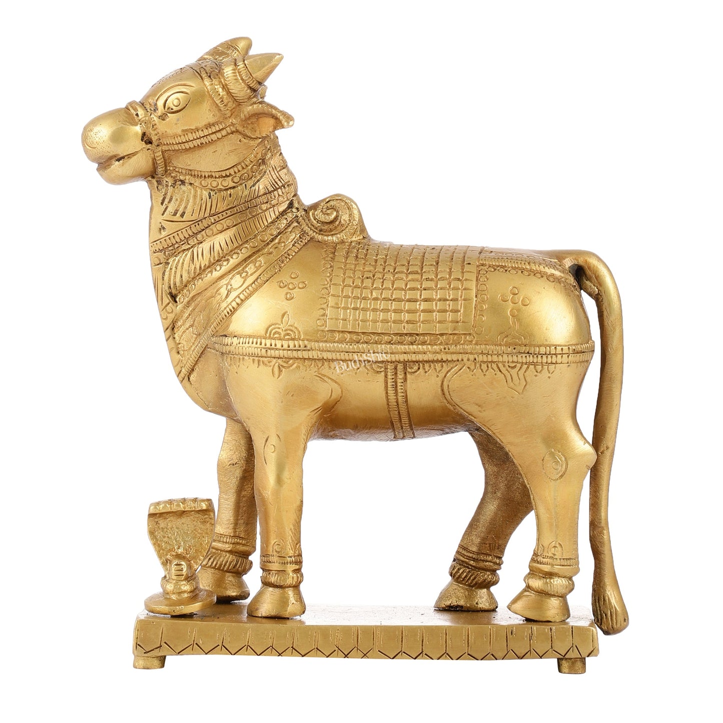 Brass Standing Nandi statue 6" - Budhshiv.com