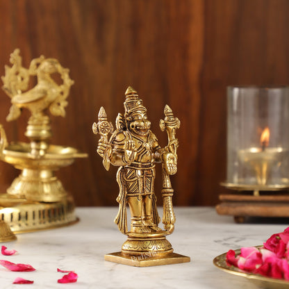 Brass Standing Narsimha 6" - Budhshiv.com