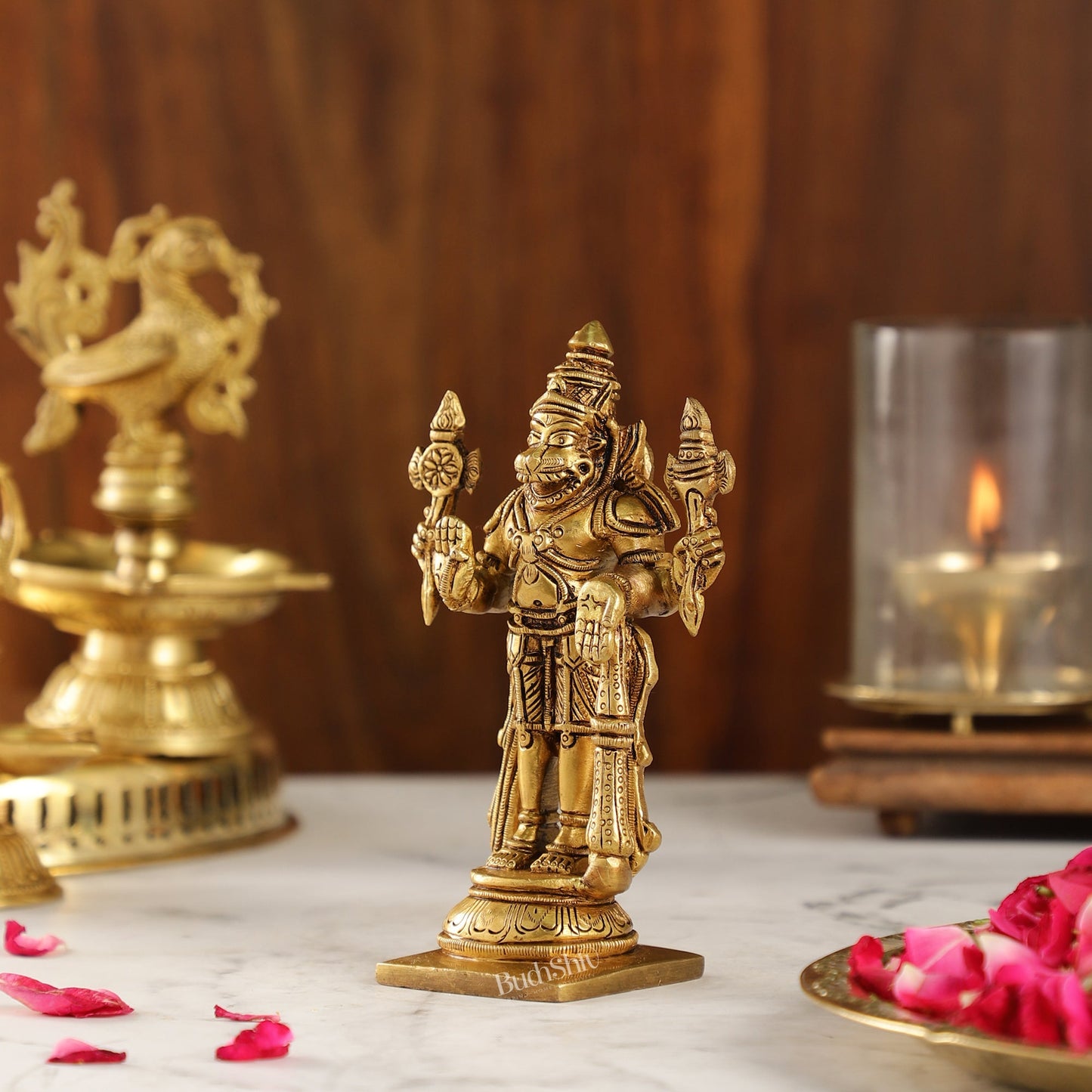 Brass Standing Narsimha 6" - Budhshiv.com