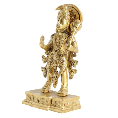 Brass Standing Superfine Lord Hanuman Idol - 9x4.5x3 Inch - Budhshiv.com
