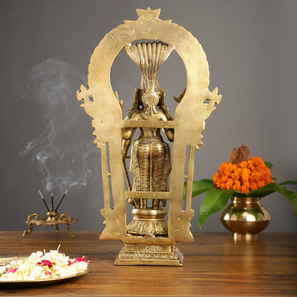 Brass Standing Vishnu with Sheshanaaga and Prabhavali - Budhshiv.com