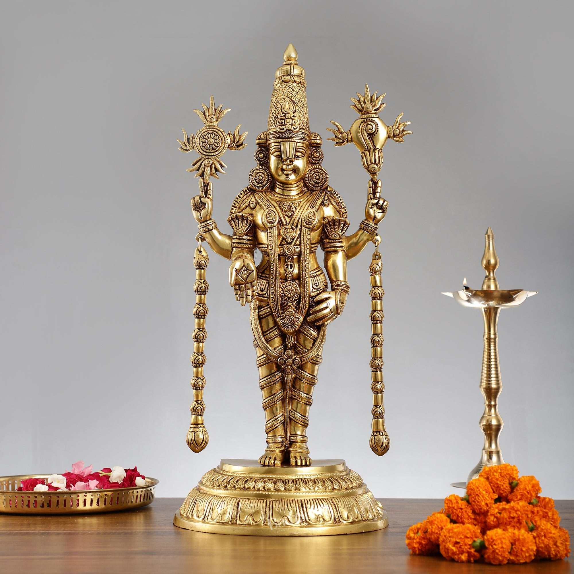 Buy Brass Statue of Lord Tirupati Balaji | 24 inches | Golden Finish ...