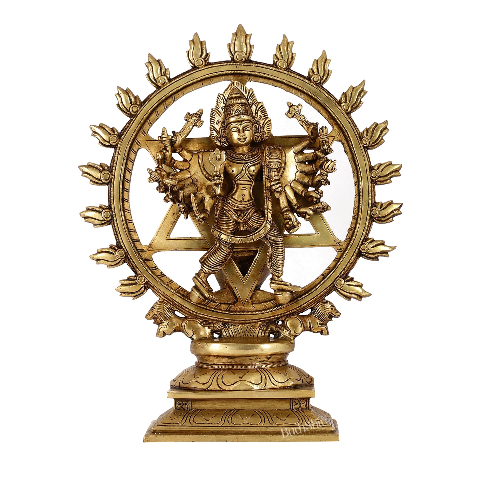 Brass Sudharashna Chakara Vishnu and Narsimha Chakratalwar large - Budhshiv.com