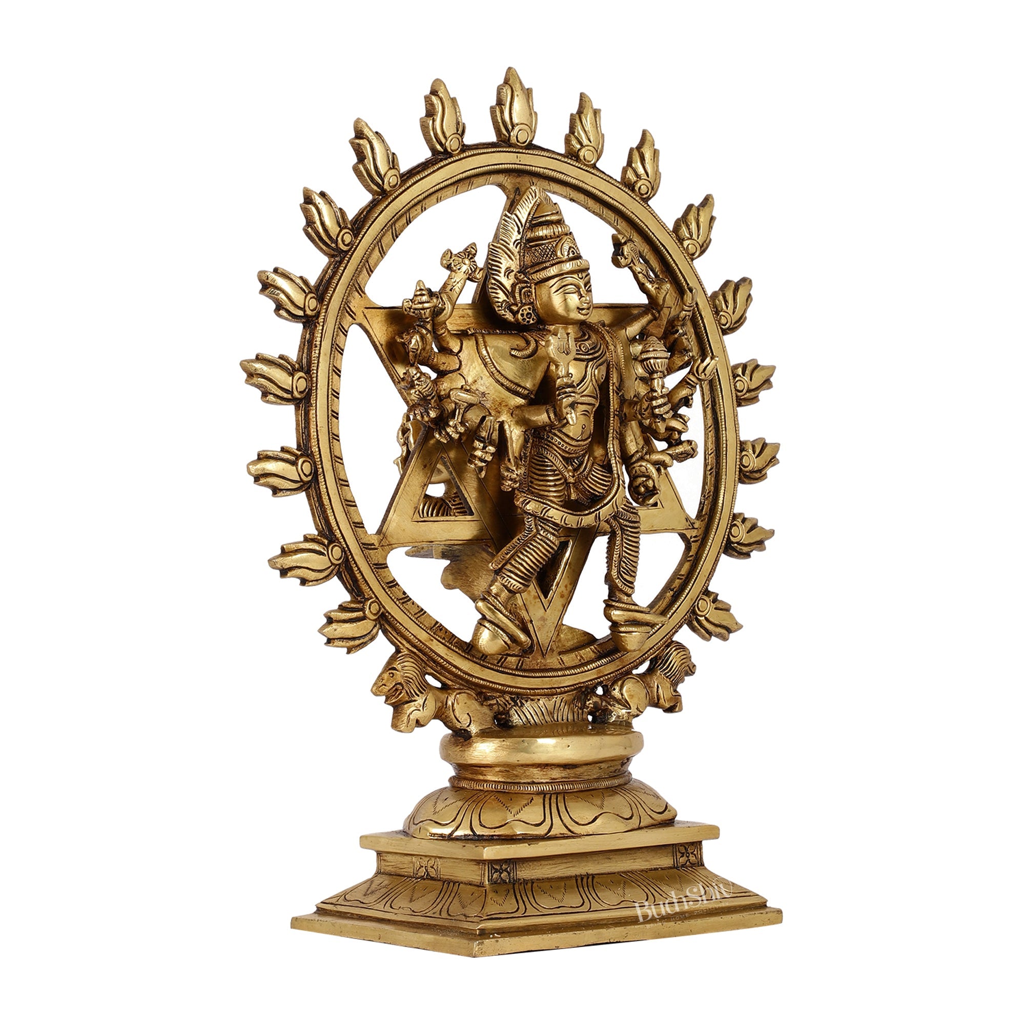 Brass Sudarshan Chakra Idol - Lord Vishnu Weapon Statue - Chakra Talwar Deity For 2024 Worship - Narshima Figurine - Chakra Sculpture For Temple