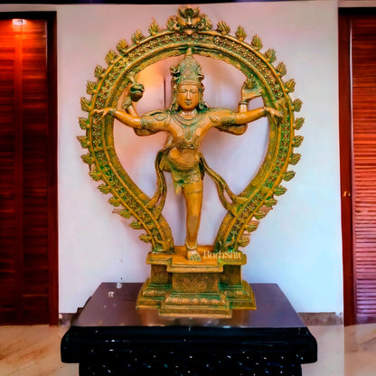 Brass Super fine Nataraja in Natarajasana 35" - Budhshiv.com