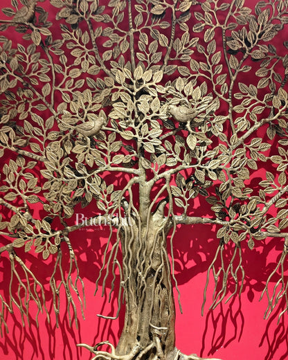 Brass Superfine 3D Kalpavriksha wall hanging tree 44 inch - Budhshiv.com