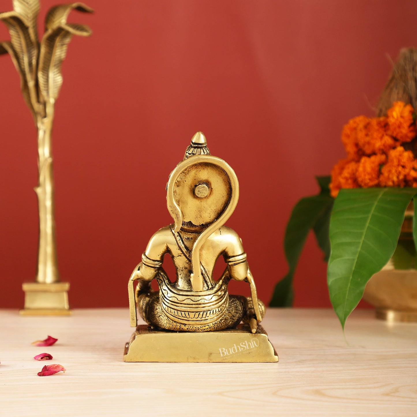 Brass superfine Aashirwaad Lord Hanuman murti 6.5 inch - Budhshiv.com