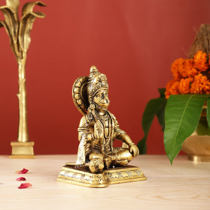 Brass superfine Aashirwaad Lord Hanuman murti 6.5 inch - Budhshiv.com