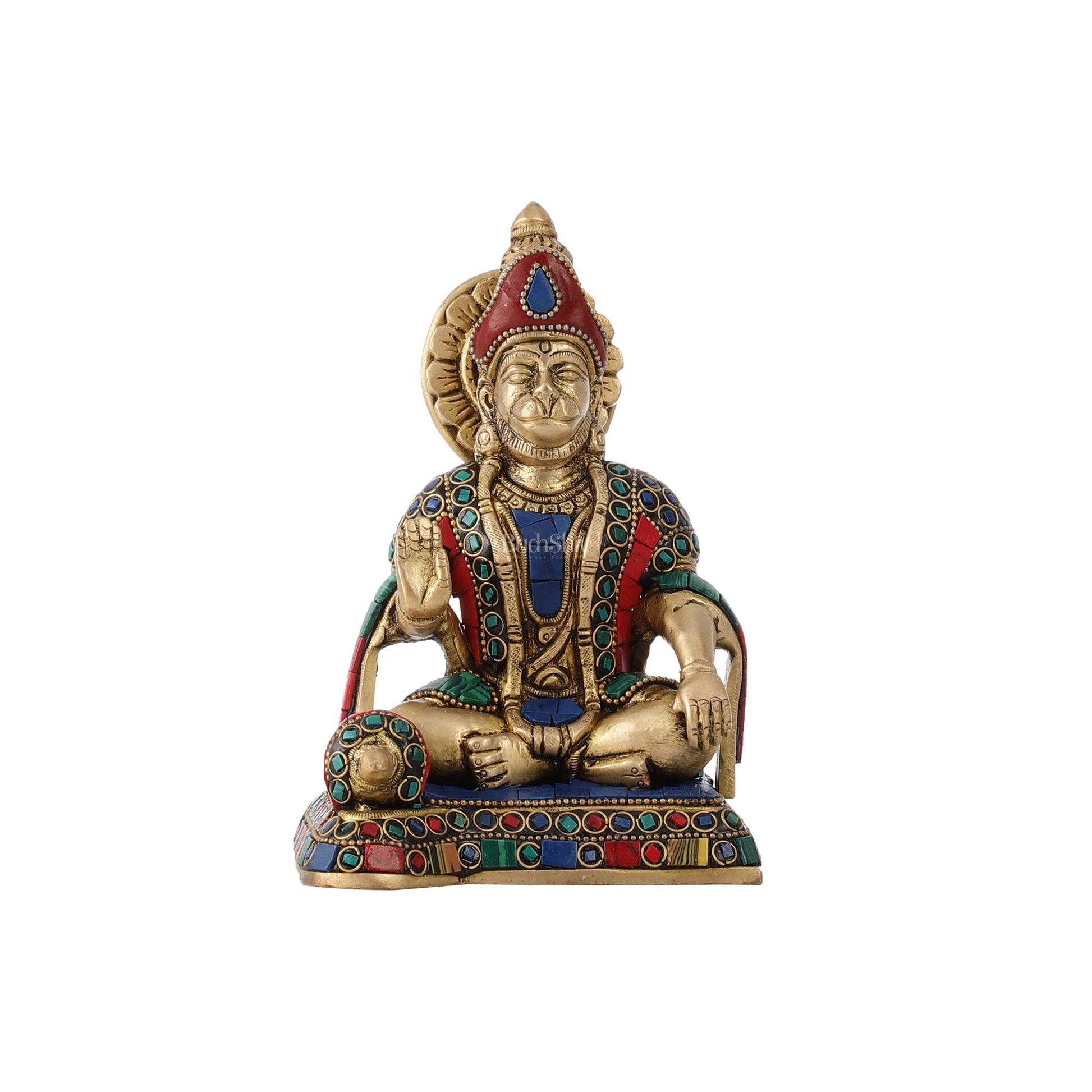 Brass superfine Aashirwaad Lord Hanuman murti 6.5 inch - Budhshiv.com