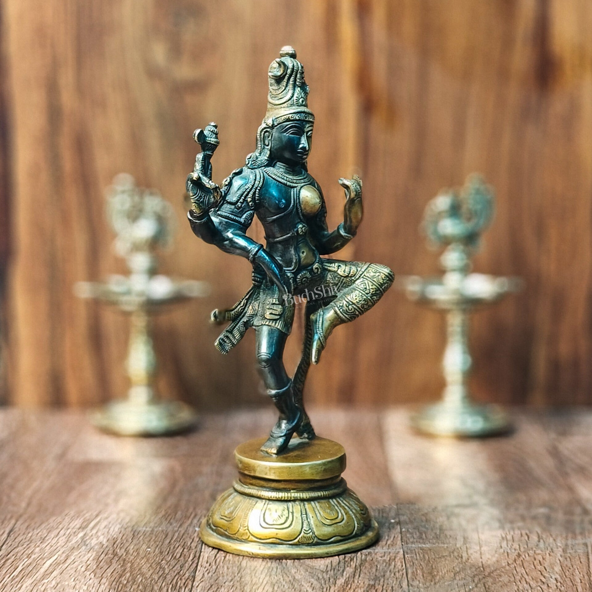 Brass Superfine Ardhanarishvara Statue 12" - Budhshiv.com