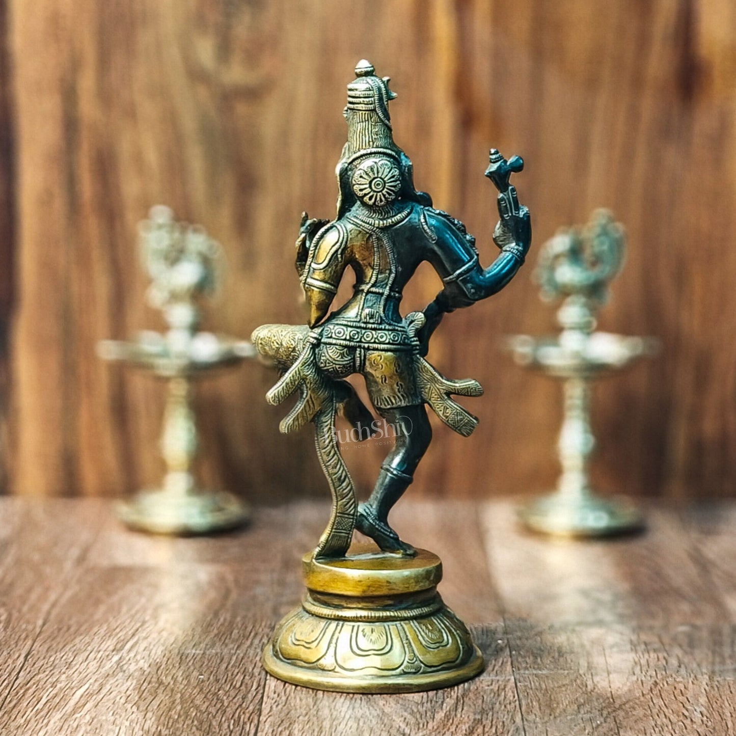 Brass Superfine Ardhanarishvara Statue 12" - Budhshiv.com