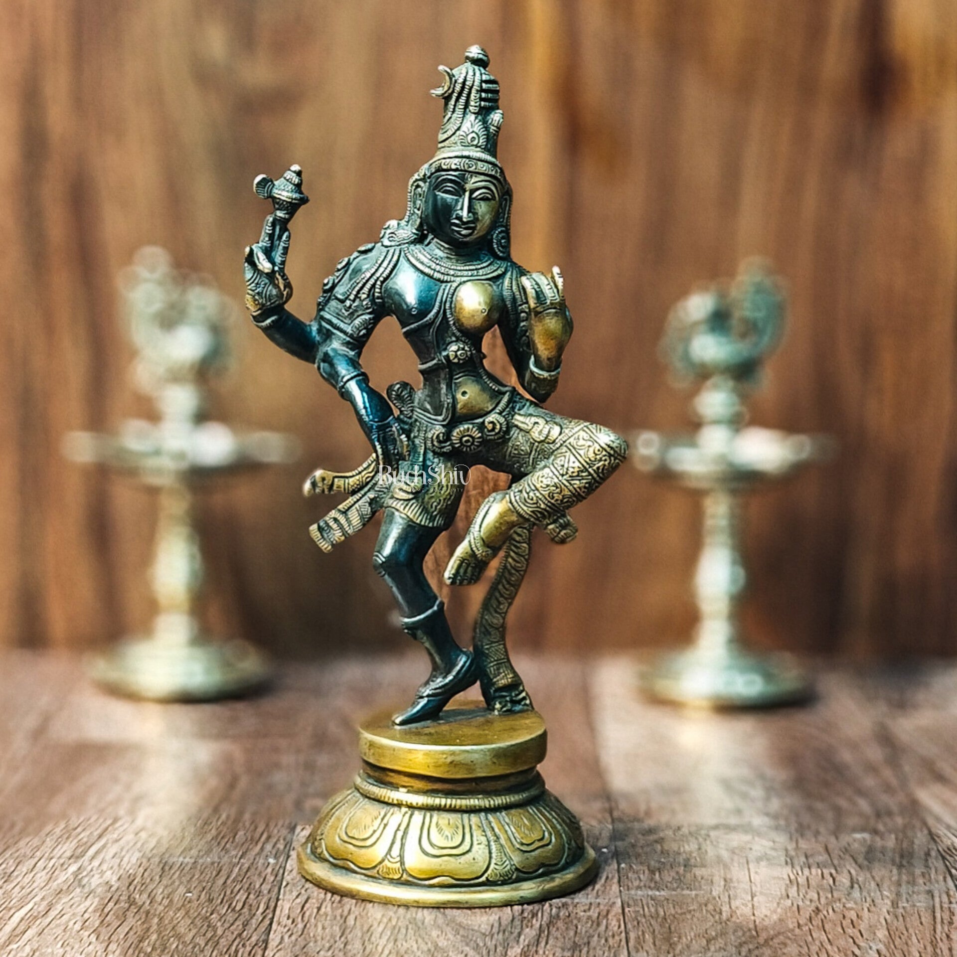 Brass Superfine Ardhanarishvara Statue 12" - Budhshiv.com