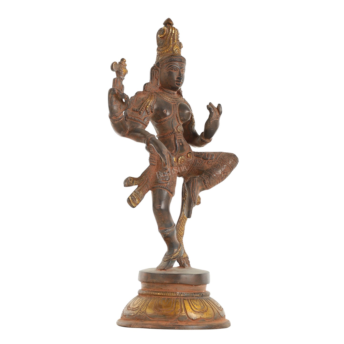 Brass Superfine Ardhanarishvara Statue 12" - Budhshiv.com