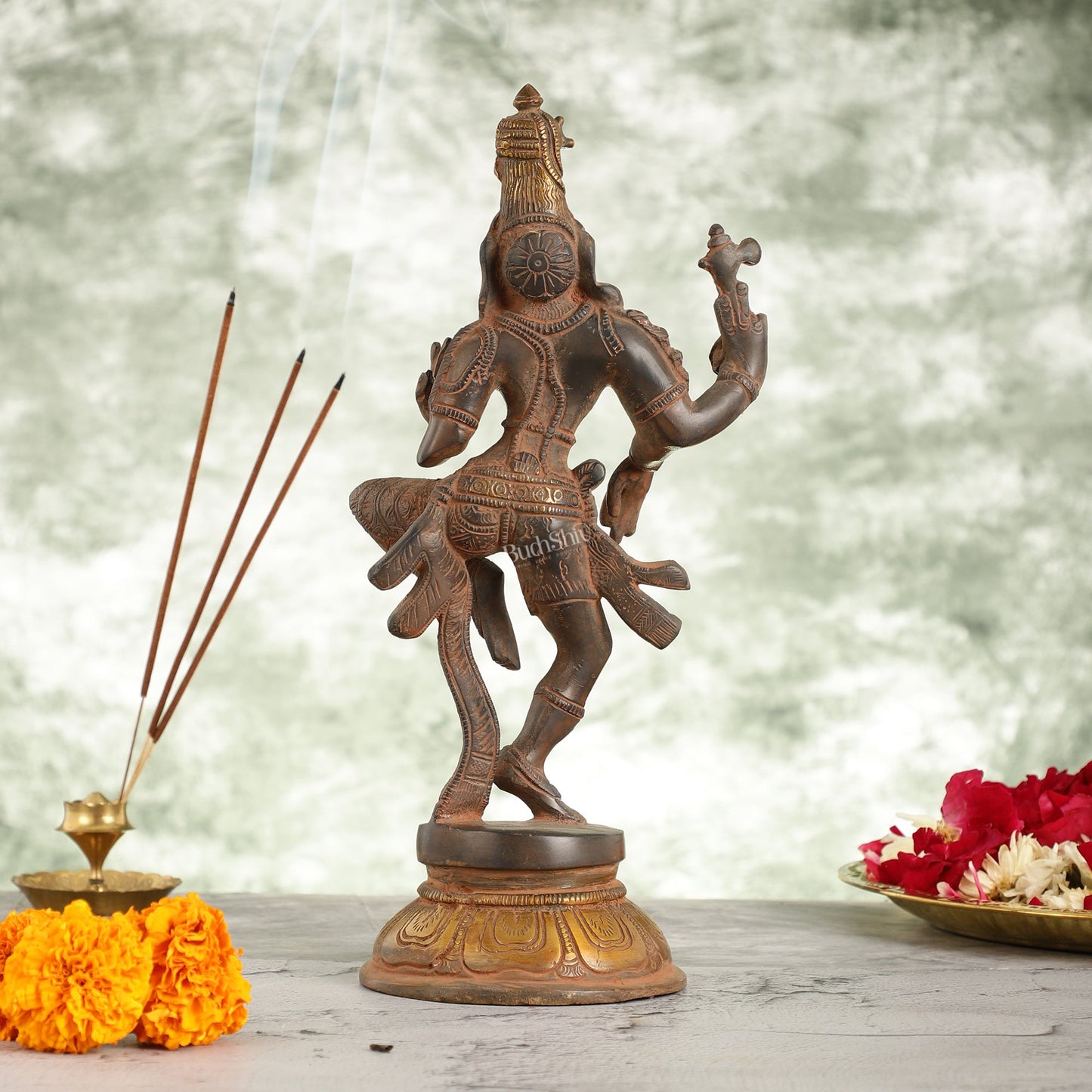 Brass Superfine Ardhanarishvara Statue 12" - Budhshiv.com