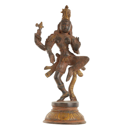 Brass Superfine Ardhanarishvara Statue 12" - Budhshiv.com