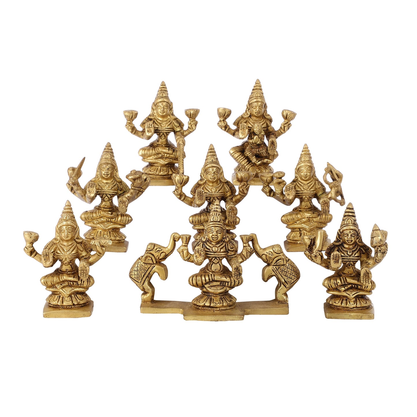 Brass Superfine Ashtalakshmi idols 3.5 inch - Budhshiv.com