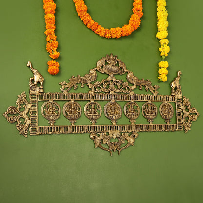 Brass Superfine Ashtalakshmi with elephants Wall Hanging Panel 30" - Budhshiv.com