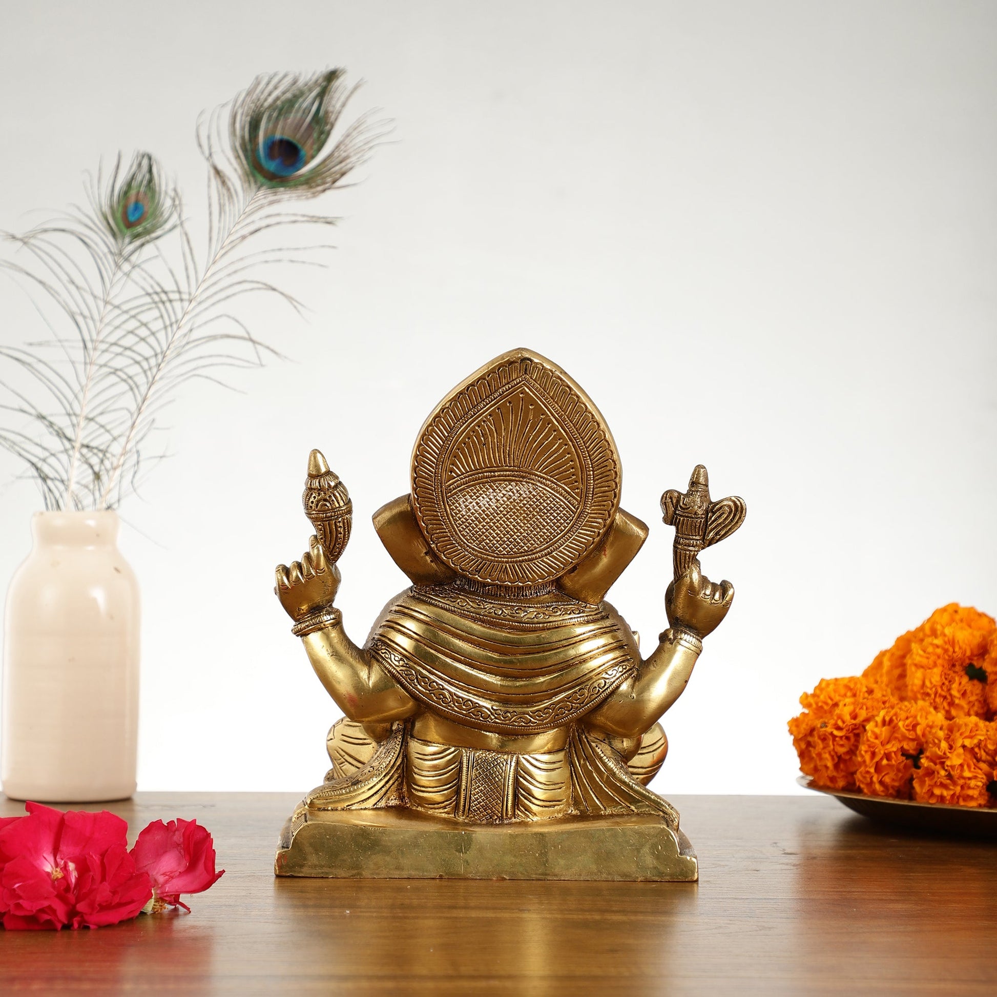 Brass Superfine Dagdusheth Ganapati Idol | Height 8.5 inch - Budhshiv.com