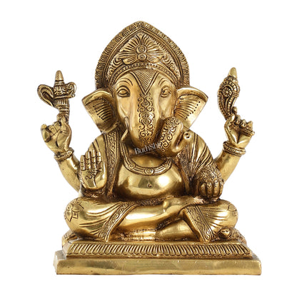 Brass Superfine Dagdusheth Ganapati Idol | Height 8.5 inch - Budhshiv.com